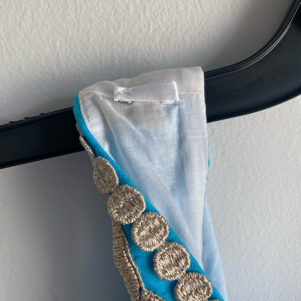 Lilly Pulitzer Bentley Shift Dress Searulean Blue Gold Embroidered Size 10 - Picture 6 of 13